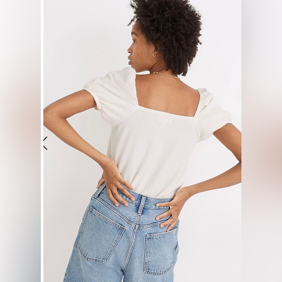 Madewell Jacquard Square-Neck Puff-Sleeve Top - Picture 3 of 8